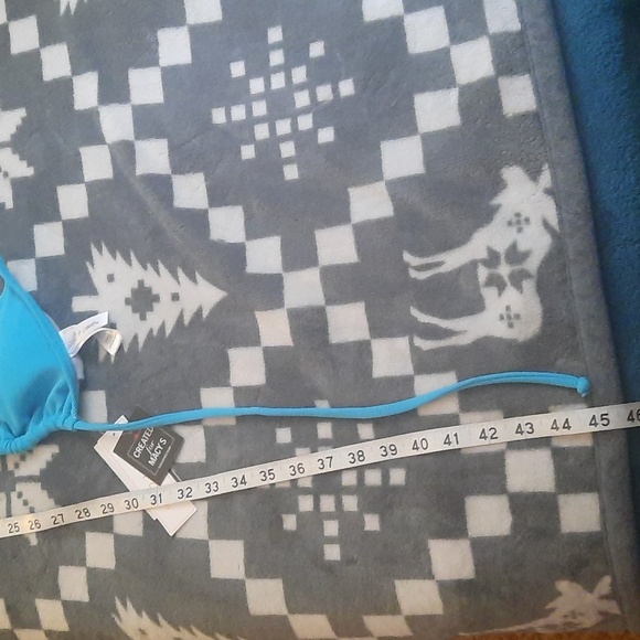 Salt + Cove Macy's NWT Turquoise Halter Triangle Strappy Bikini Top Size Large - Picture 7 of 10